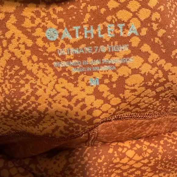 Athleta Ultimate 7/8 Tights Leggings With Stash Pockets Snake Print size M - Picture 6 of 12